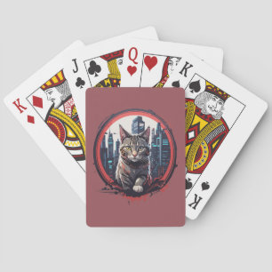 Stylish Urban Cat Logo Playing Cards