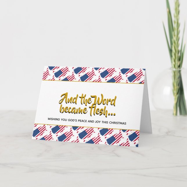 Stylish US AMERICA Word Became Flesh CHRISTMAS Holiday Card (Front)