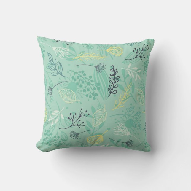 Stylish various foliage green pattern cushion (Front)