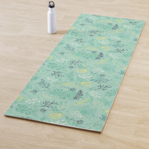 Stylish various foliage green pattern yoga mat