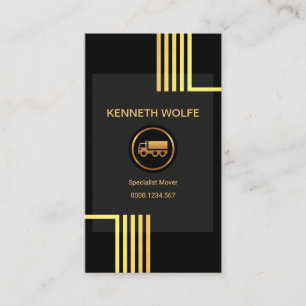 Stylish Vertical Gold Trucking Routes Transport Business Card