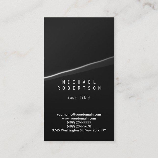 Stylish Vertical Grey Black Plain Business Card (Front)
