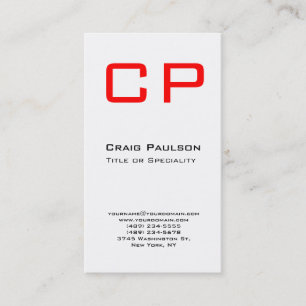 Stylish Vertical Red White Monogram Business Card