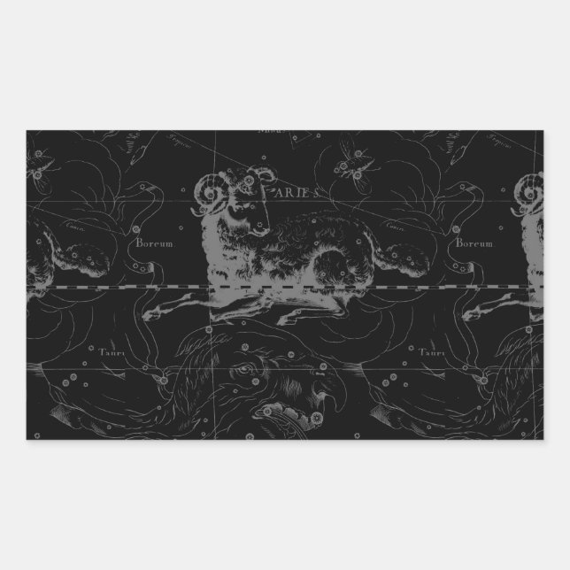 Stylish Vintage Aries Constellation by Hevelius Rectangular Sticker (Front)