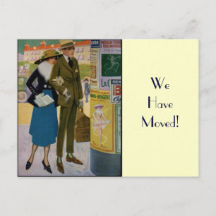 Stylish Vintage Couple Change of Address Announcement Postcard