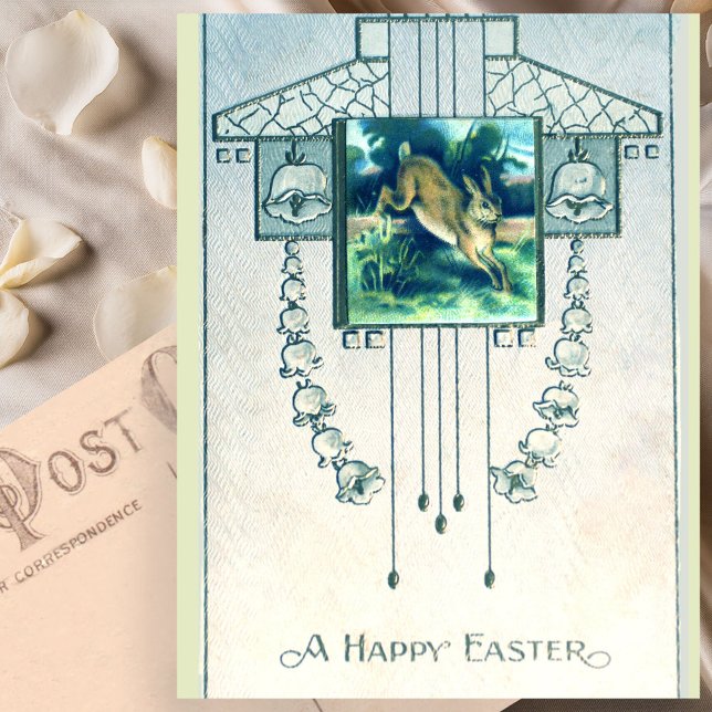 Stylish Vintage Easter Bunny Art Deco Postcard (Creator Uploaded)