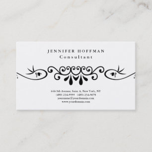Stylish Vintage Flower Ornate White Professional Business Card