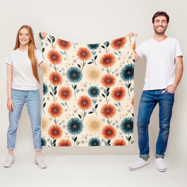 Stylish Vintage Inspired Floral Pattern Fleece Blanket (In Situ)