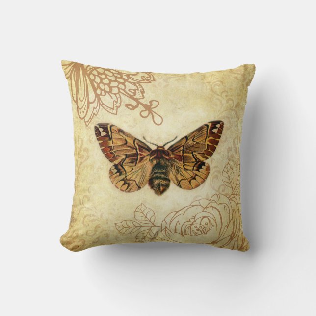 Stylish Vintage Moth Cushion (Front)