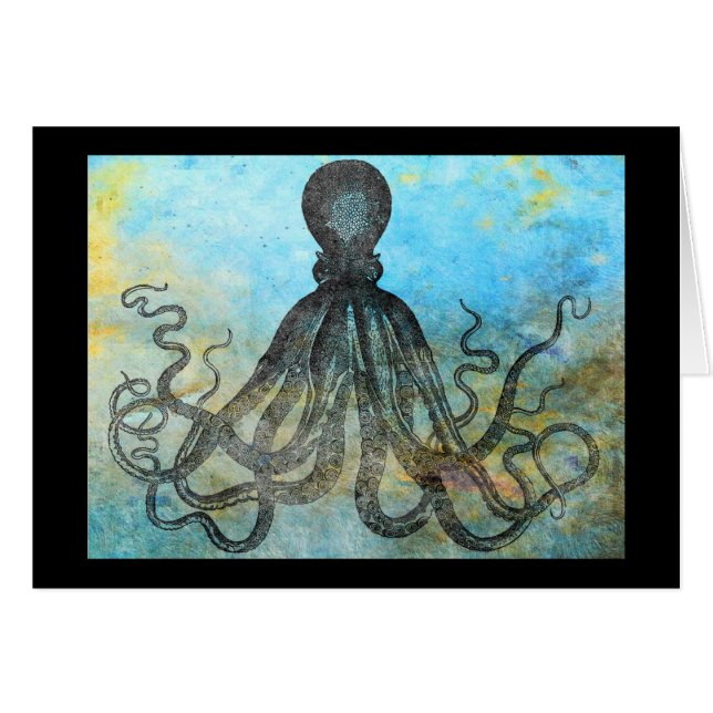 Stylish Vintage Octopus Blank Greeting Card (Front Horizontal)