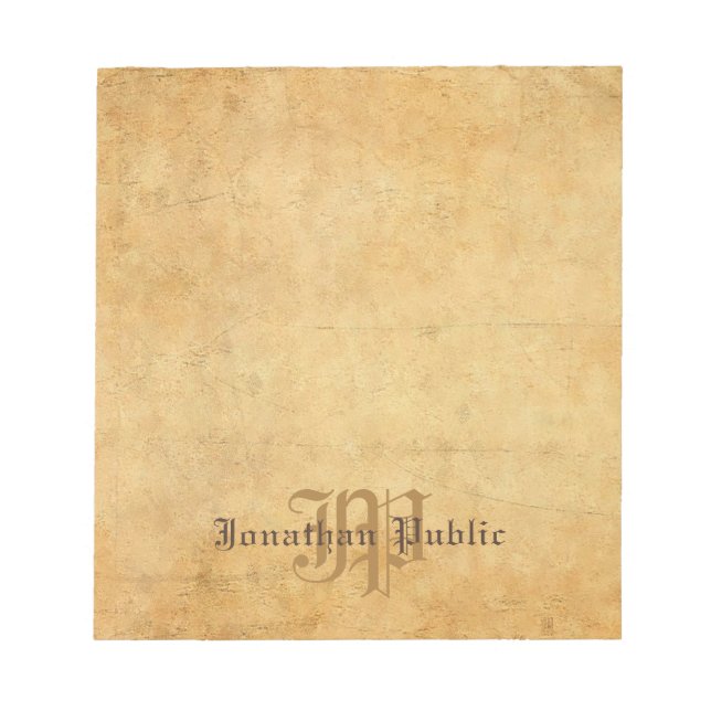 Stylish Vintage Old Style Wedding Text Monogrammed Notepad (Front)
