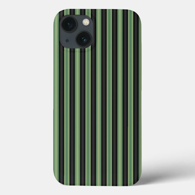 Stylish Vintage Olive Sage Green Black 3D Striped  Case-Mate iPhone Case (Back)
