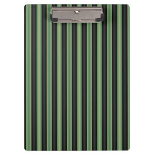 Stylish Vintage Olive Sage Green Black 3D Striped  Clipboard