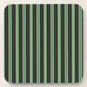 Stylish Vintage Olive Sage Green Black 3D Striped Coaster