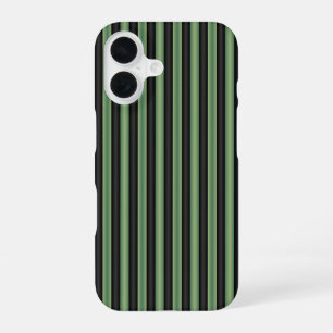 Stylish Vintage Olive Sage Green Black 3D Striped  iPhone 16 Case
