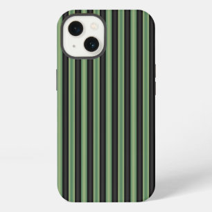 Stylish Vintage Olive Sage Green Black 3D Striped iPhone 13 Case