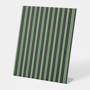 Stylish Vintage Olive Sage Green Black 3D Striped  Pedestal Sign