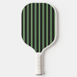 Stylish Vintage Olive Sage Green Black 3D Striped Pickleball Paddle
