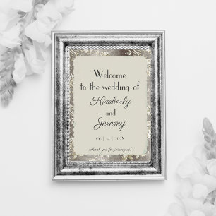 Stylish Vintage Pewter Wedding Welcome Poster