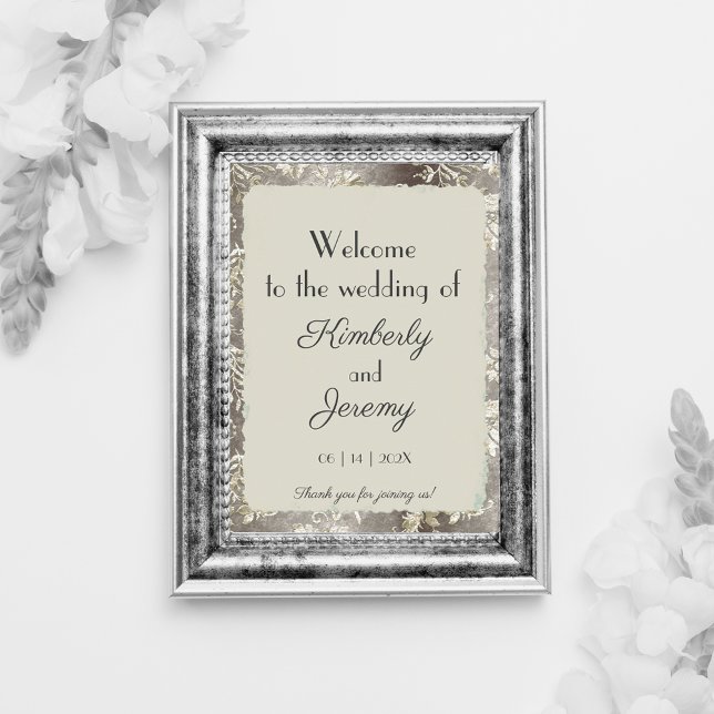 Stylish Vintage Pewter Wedding Welcome Poster (Creator Uploaded)