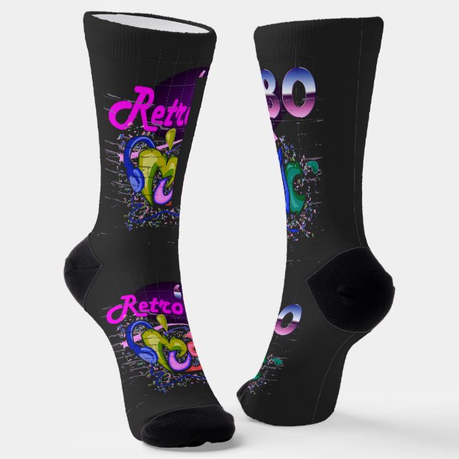 Stylish Vintage Retro  Music Socks (Angled)