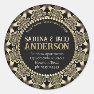 Stylish Vintage Tribal Gold and Black Classic Round Sticker