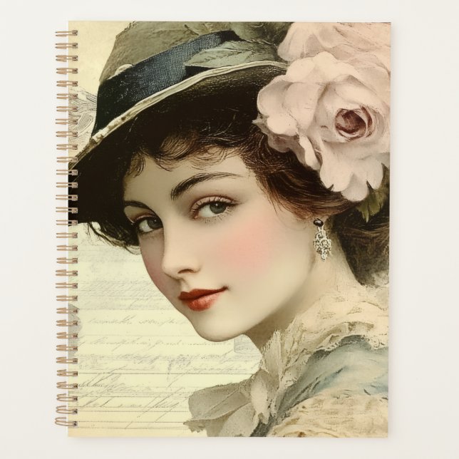 stylish vintage young lady planner (Front)