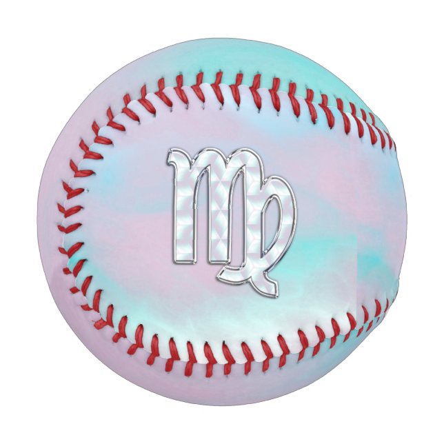 Stylish Virgo Zodiac Sign Nacre Mother of Pearl Baseball (Front Left)