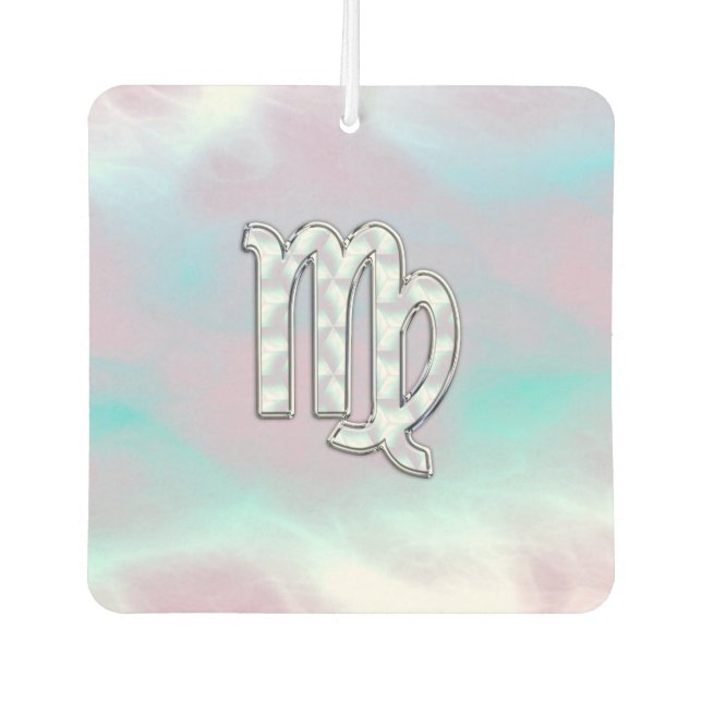 Stylish Virgo Zodiac Sign Nacre Mother of Pearl Car Air Freshener (Front)