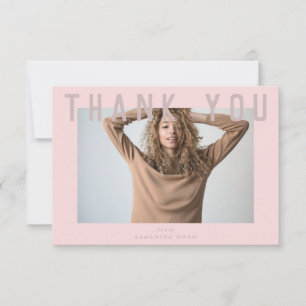 stylish voguish pink chic smart grad photo thank you card