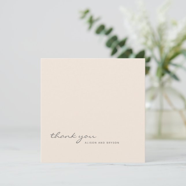 Stylish Warm Peach Solid Colour Thank You Card (Standing Front)