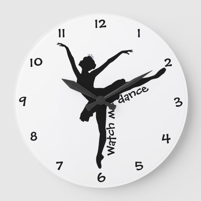 Stylish WATCH ME DANCE Ballerina Silhouette Large Clock (Front)