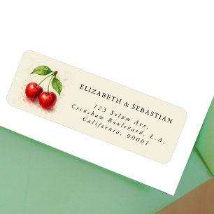 Stylish Watercolor Cherries Fruit Return Address Label