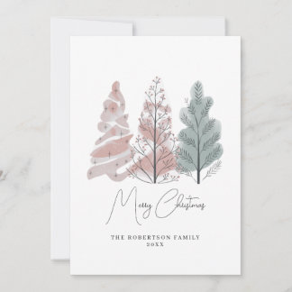  Stylish Watercolor Christmas Tree Non-Photo  Holiday Card
