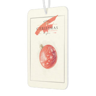 Stylish Watercolor Christmas Tree Red Ball Car Air Freshener