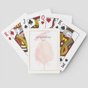 Stylish Watercolor Cotton Candy Birthday Playing Cards