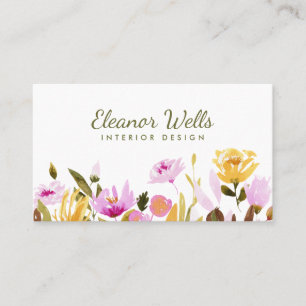Stylish Watercolor Floral Personalised  Business Card
