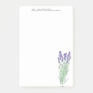 Stylish Watercolor Lavender Botanical Personalised Post-it Notes