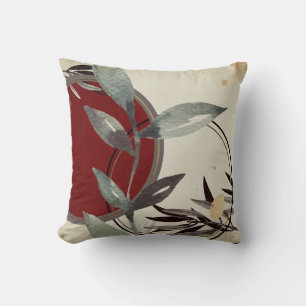 Stylish Watercolor Leaves   Burgundy Cushion