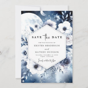 Stylish Watercolor Moonlit Wedding Save The Date