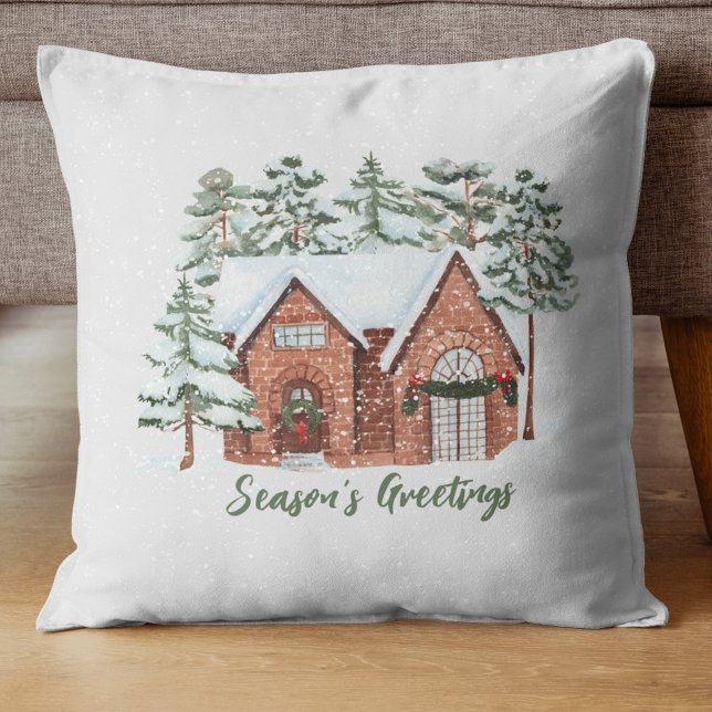 Stylish Watercolor Nordic Farmhouse Christmas Tree Cushion (Creator Uploaded)