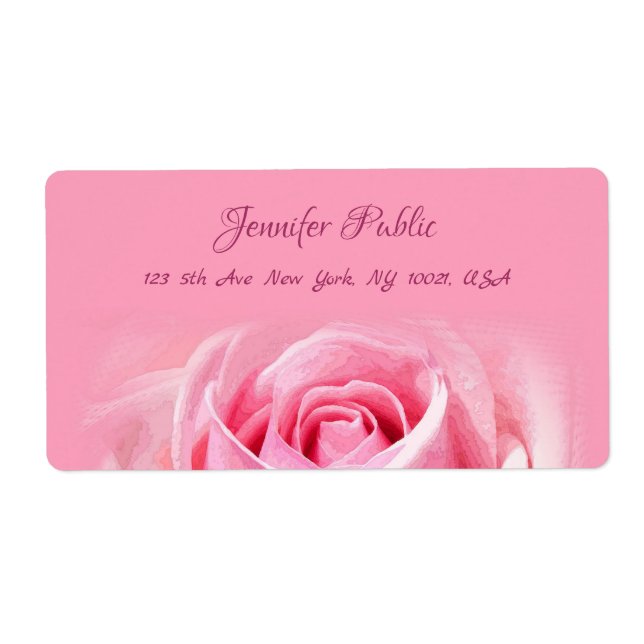 Stylish Watercolor Pink Rose Floral Plain Shipping (Front)