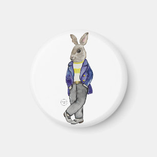 Stylish watercolor rabbit hand drawing magnet