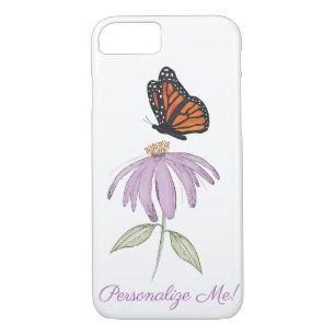 Stylish Watercolor Simple Purple Floral Butterfly iPhone 8/7 Case