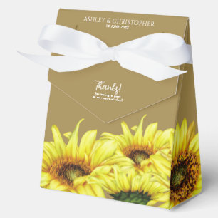 Stylish Watercolor Sunflower Gold Wedding Favour Box