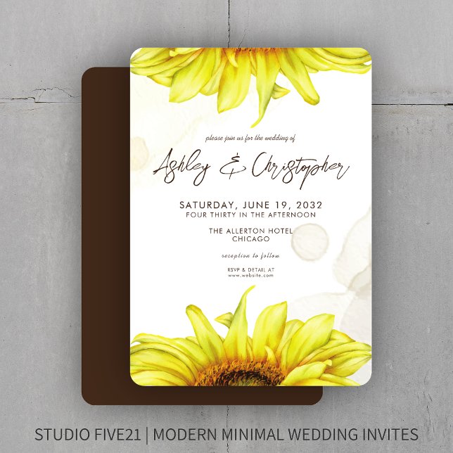 Stylish Watercolor Sunflower Wedding Invitation (Creator Uploaded)