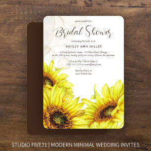Stylish Watercolor Sunflower Wedding Shower Invitation