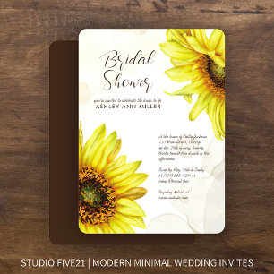 Stylish Watercolor Sunflower Wedding Shower Invitation