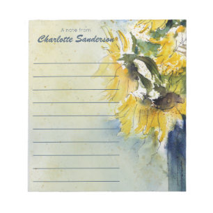 Stylish Watercolor Sunflowers A note from