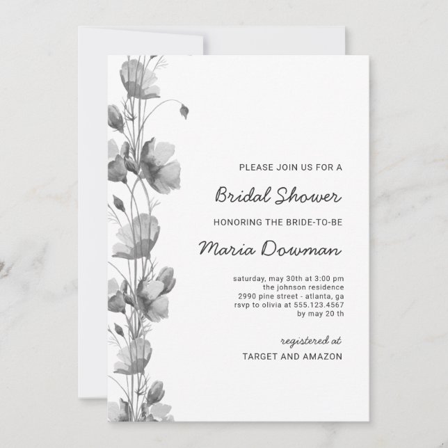  Stylish watercolor wildflowers Bridal Shower Invitation (Front)